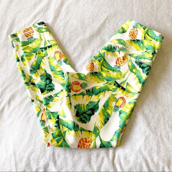 WILDFOX Sweat Green Yellow Palms & Pinas Leggings Small NEW NWT - Picture 8 of 9